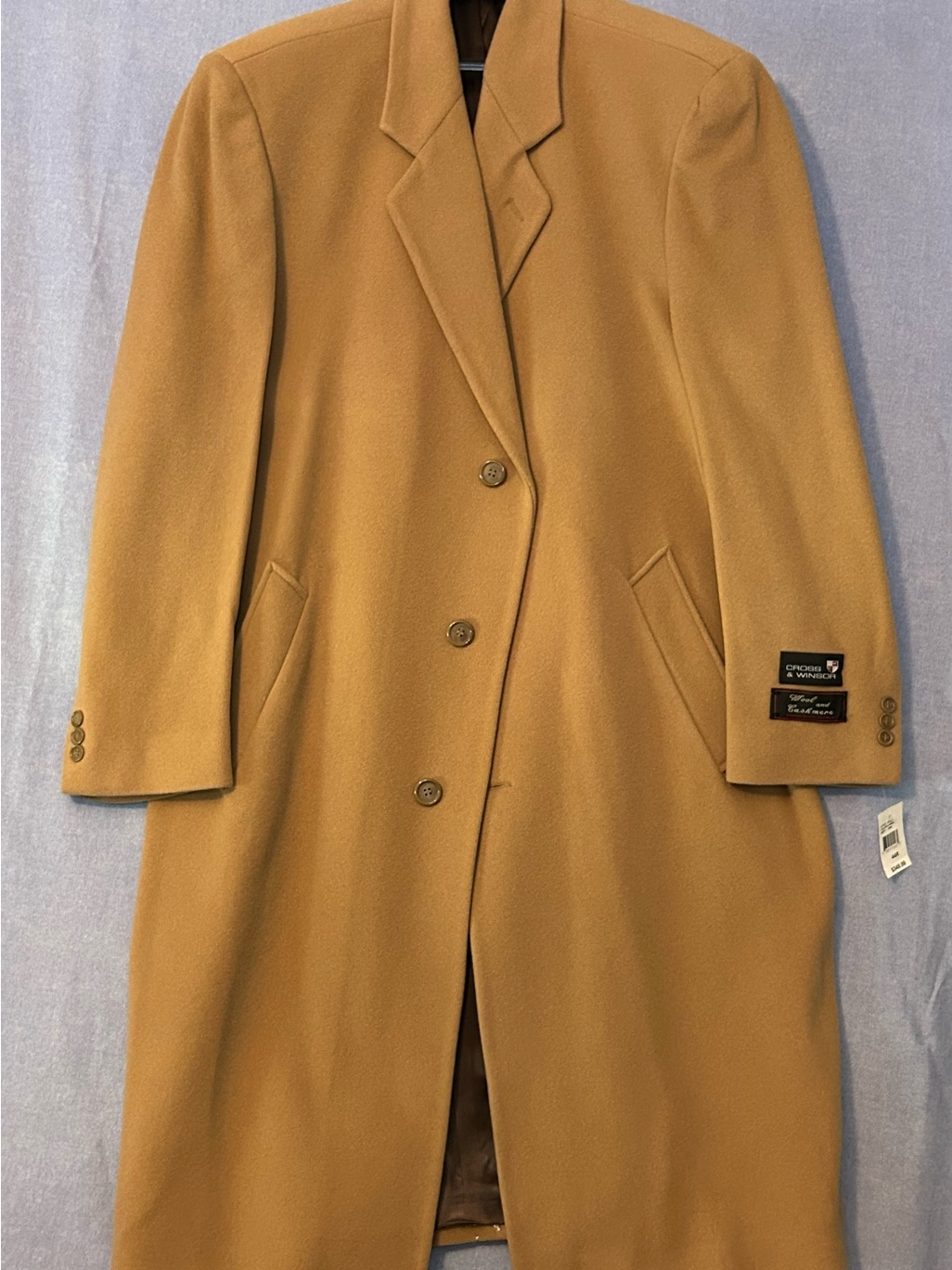 Classic Camel Wool-Cashmere Blend Overcoat - Brand: Cross & Winsor